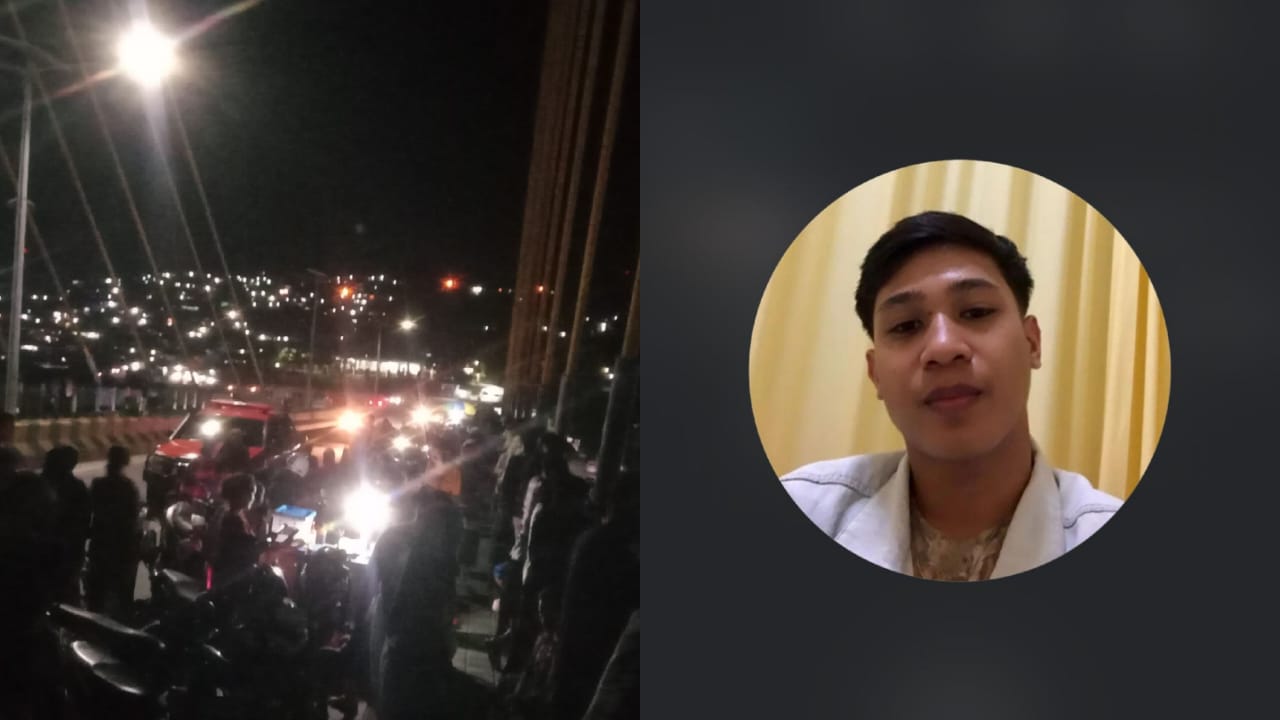 Seorang pemuda diduga lompat dari jembatan teluk Kendari, Senin (26/5/2025). Foto: Ist.