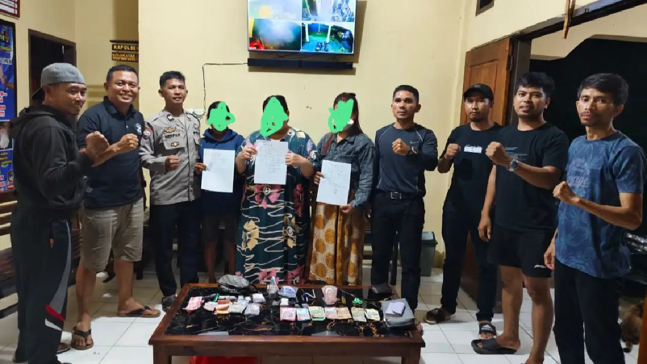 Kasus penyalahgunaan obat-obatan terlarang di Poleang Timur, Bombana yang melibatkan 3 wanita. Foto: Ist.