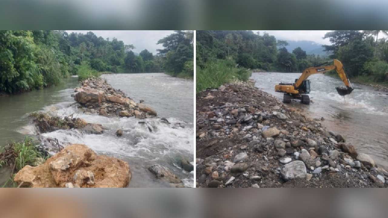 Kondisi irigasi persawahan Desa Rante Baru, Kecamatan Rante Angin yang jebol akibat banjir. Foto: Ist.