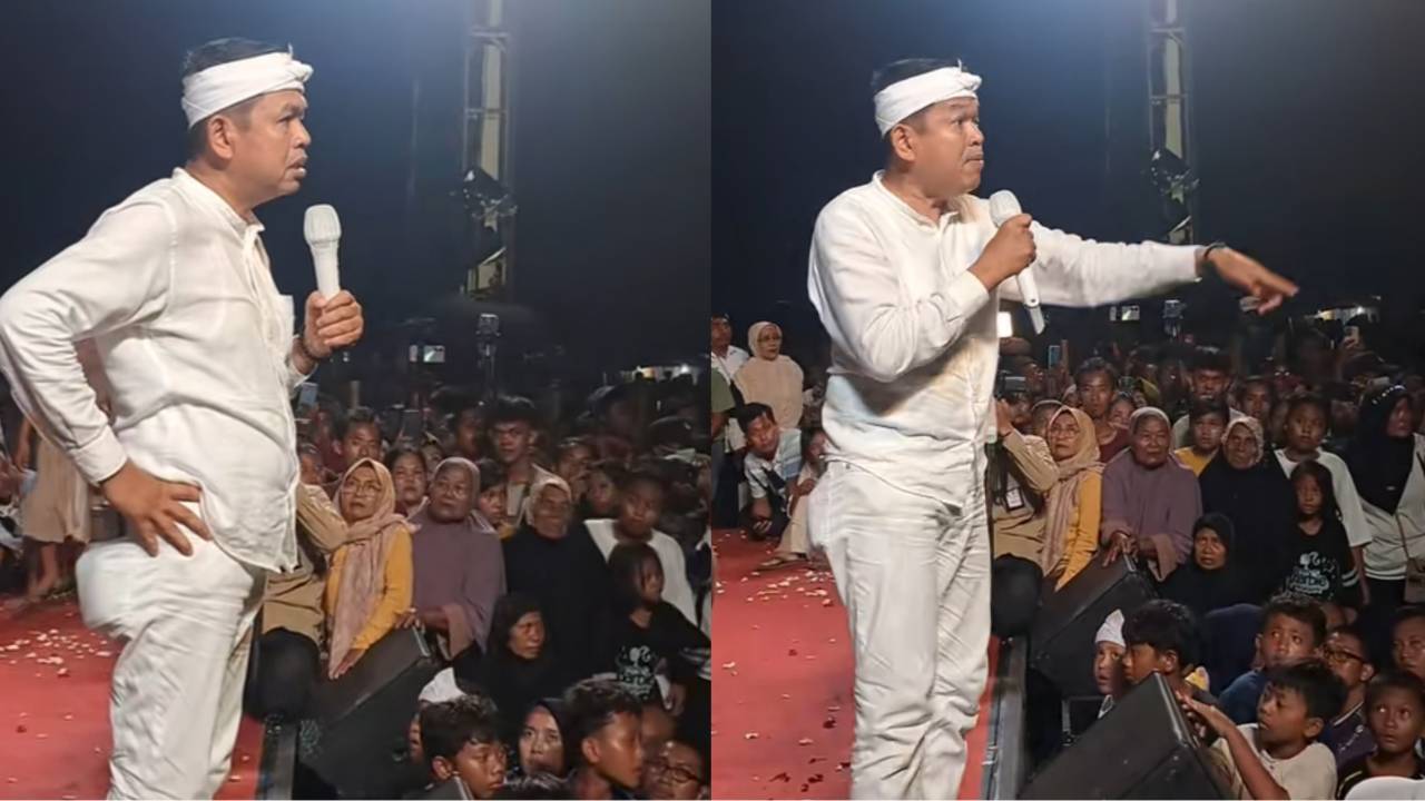Dedi Mulyadi murka usai suporter bentangkan spanduk tolak jual Persikas. Foto: TikTok@andrienov