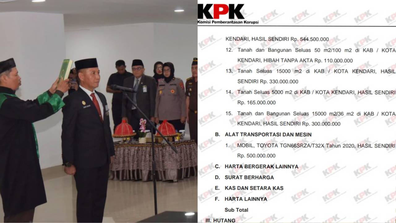 Amir Hasan disumpah jabatan saat pelantikan menjadi Sekda Kota Kendari. Foto: Ist/elhkpn.kpk.go.id
