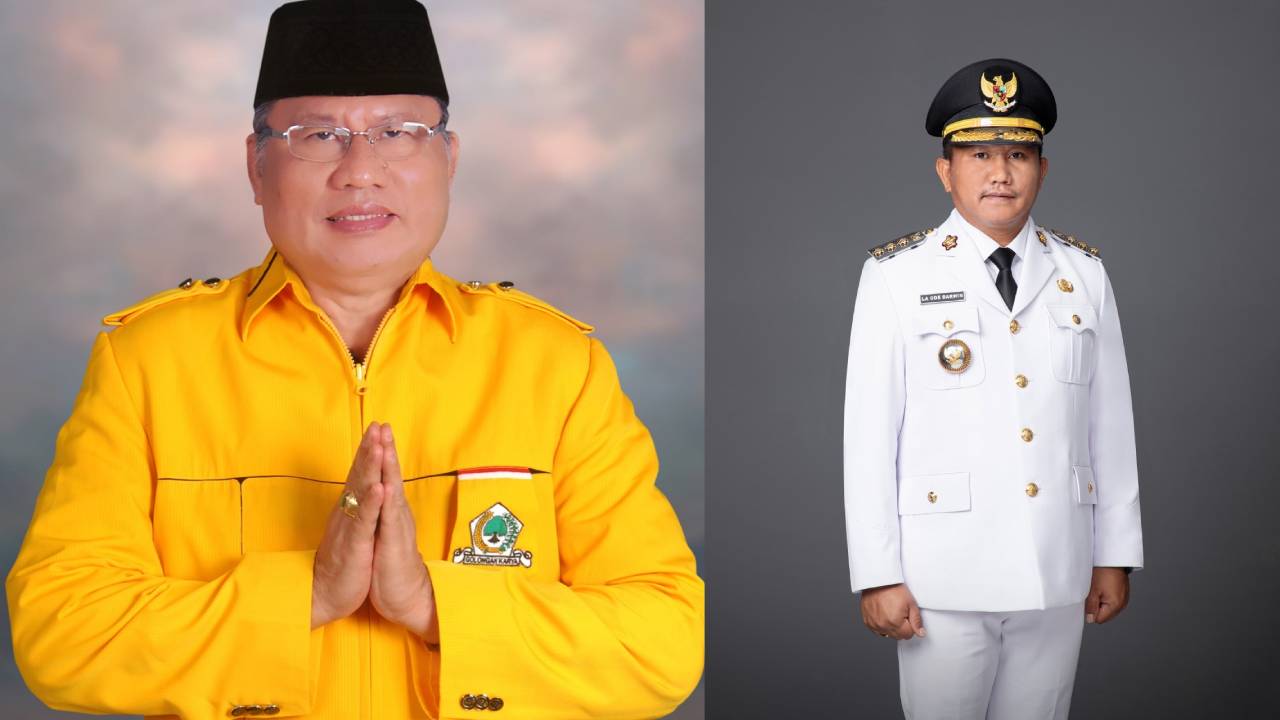 Herry Asiku (kanan) dan La Ode Darwin (kiri), masuk bursa calon Ketua pada Musda XI Golkar Sultra. Foto: Facebook H.Herry Asku, SE dan La Ode Darwin.