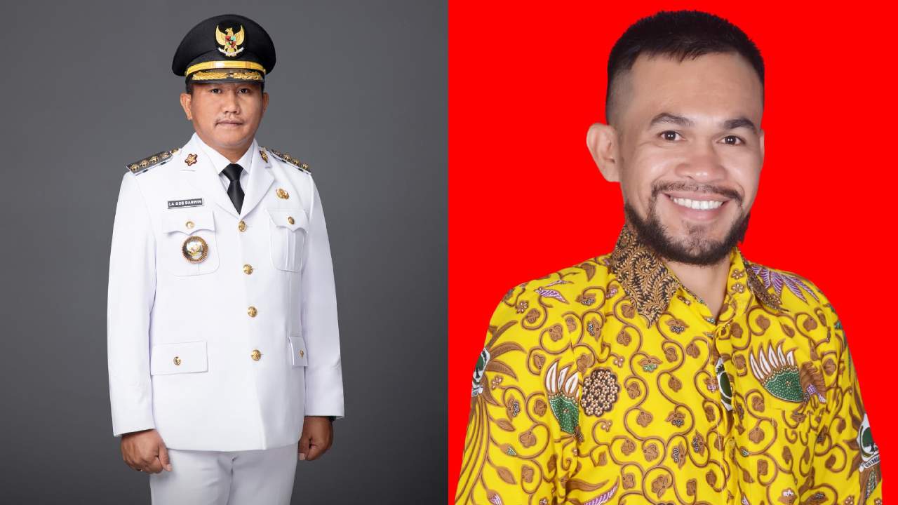 La Ode Darwin (kiri) dan  Sekretaris DPD II Muna Barat, La Ode Agus. Foto:  Facebok@La Ode Darwin/Ist.