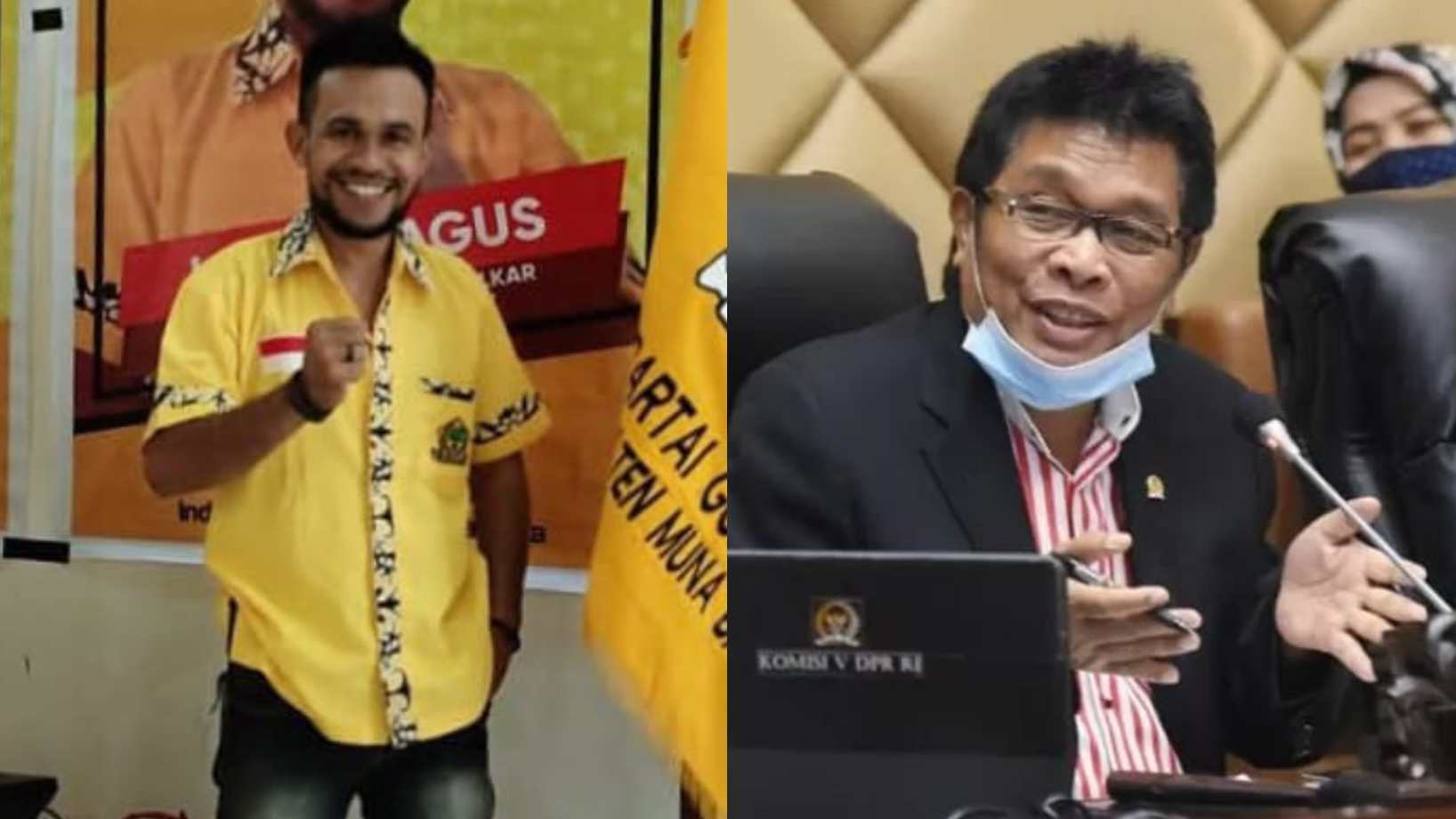 Politisi Golkar, La Ode Agus (kiri) dan Wakil Ketua Komisi V DPR RI, Ridwan Bae. Foto: Ist.