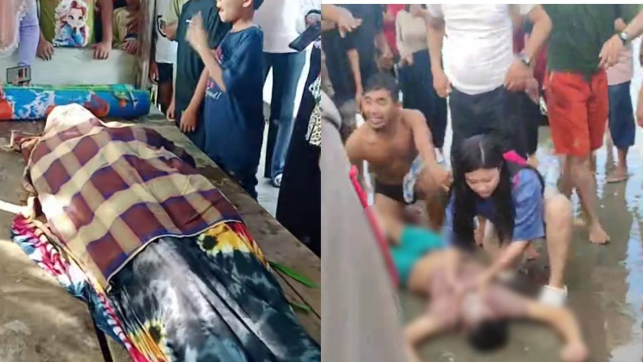 Jenazah Muh. Hasan (kiri) dan Moh. Bahrul Ulum (kanan) yang menjadi korban keganasan ombak Pantai Taipa, Konawe Utara. Foto: Ist.