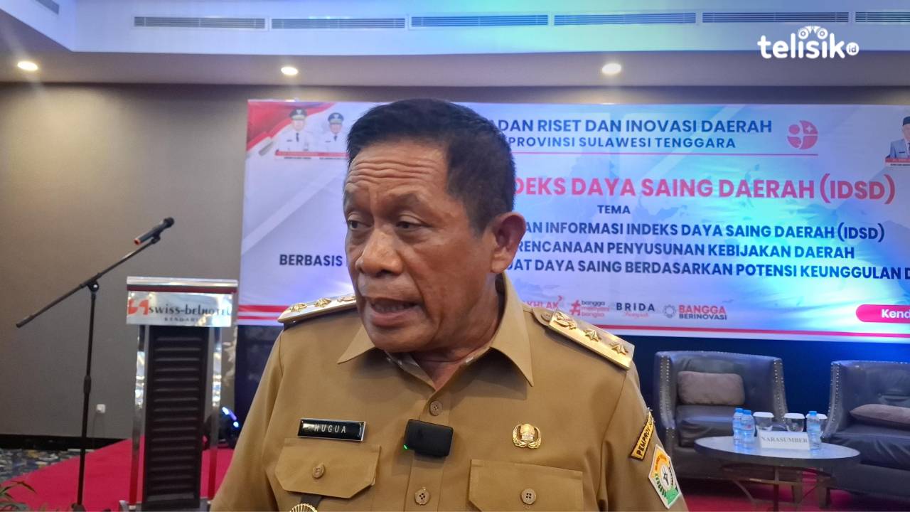 Wakil Gubernur Sulawesi Tenggara, Hugua saat diwawancarai. Foto: Erni Yanti/Telisik.