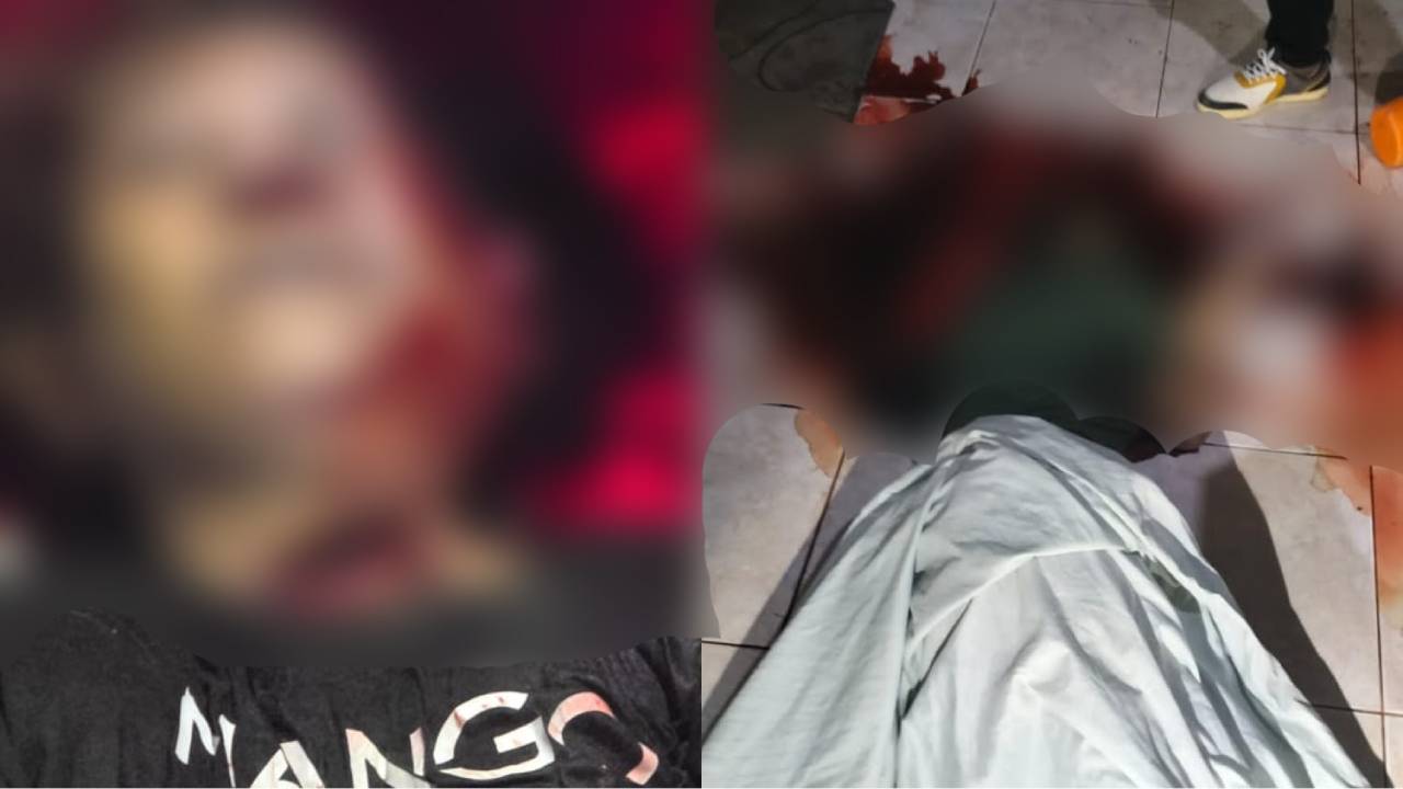 Jasad seorang perempuan inisial A tergeletak di lantai bersimbah darah dan luka parah bagian leher. Foto: Ist.