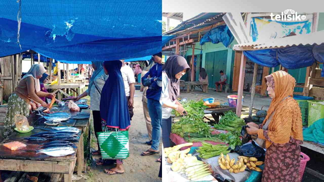Transaksi jual-beli di Pasar Sampolawa, Kabupaten Buton Selatan, Provinsi Sulawesi Tenggara, pada Minggu (6/7/2025). Foto: Febriyani/Telisik