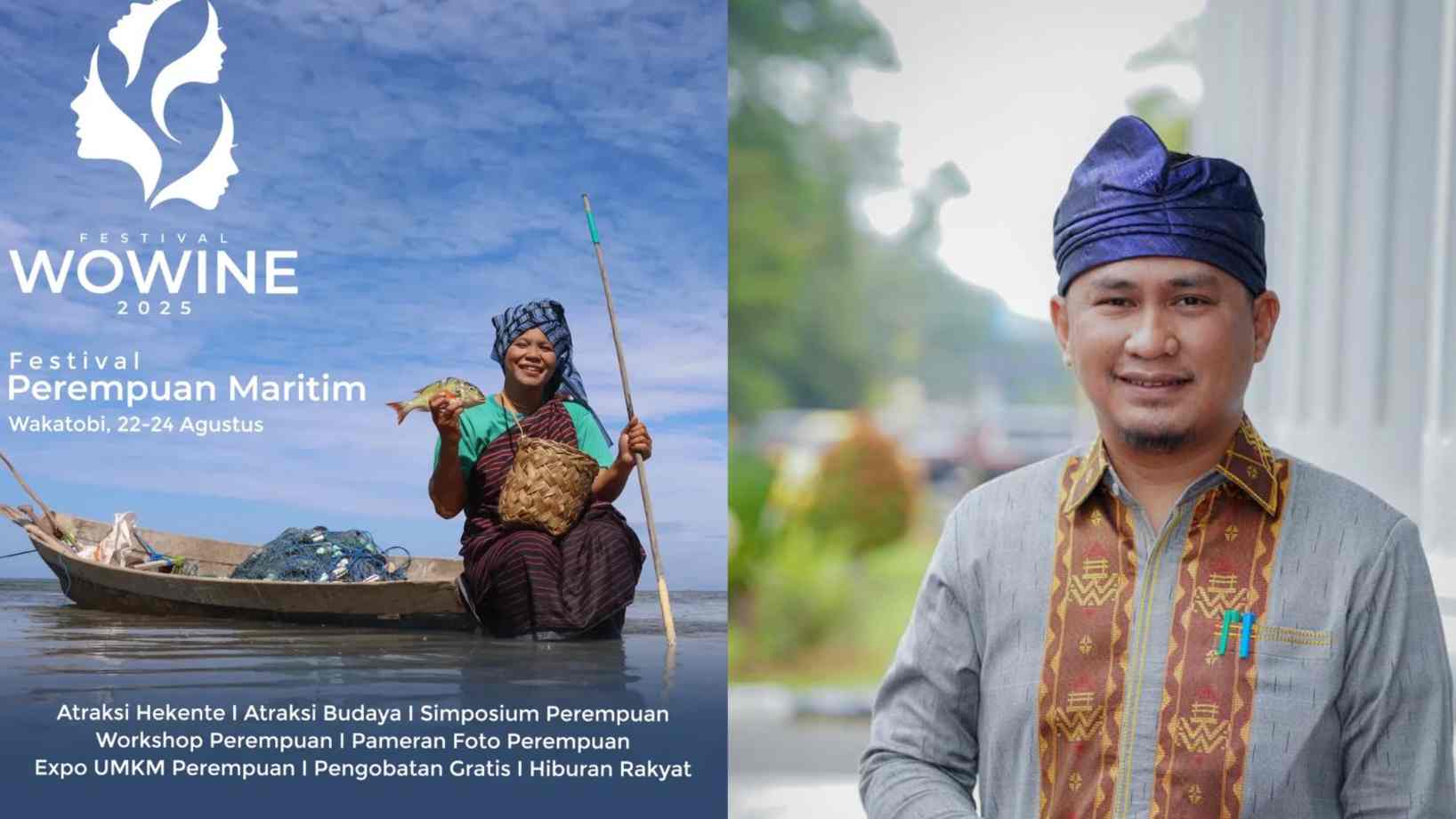 Wowine, kegiatan yang berfokus pada pelestarian peran perempuan dalam sektor maritim, Kadispar Sultra Belli Tombili (Kanan). Foto: Ist/Instagram@disparSultra