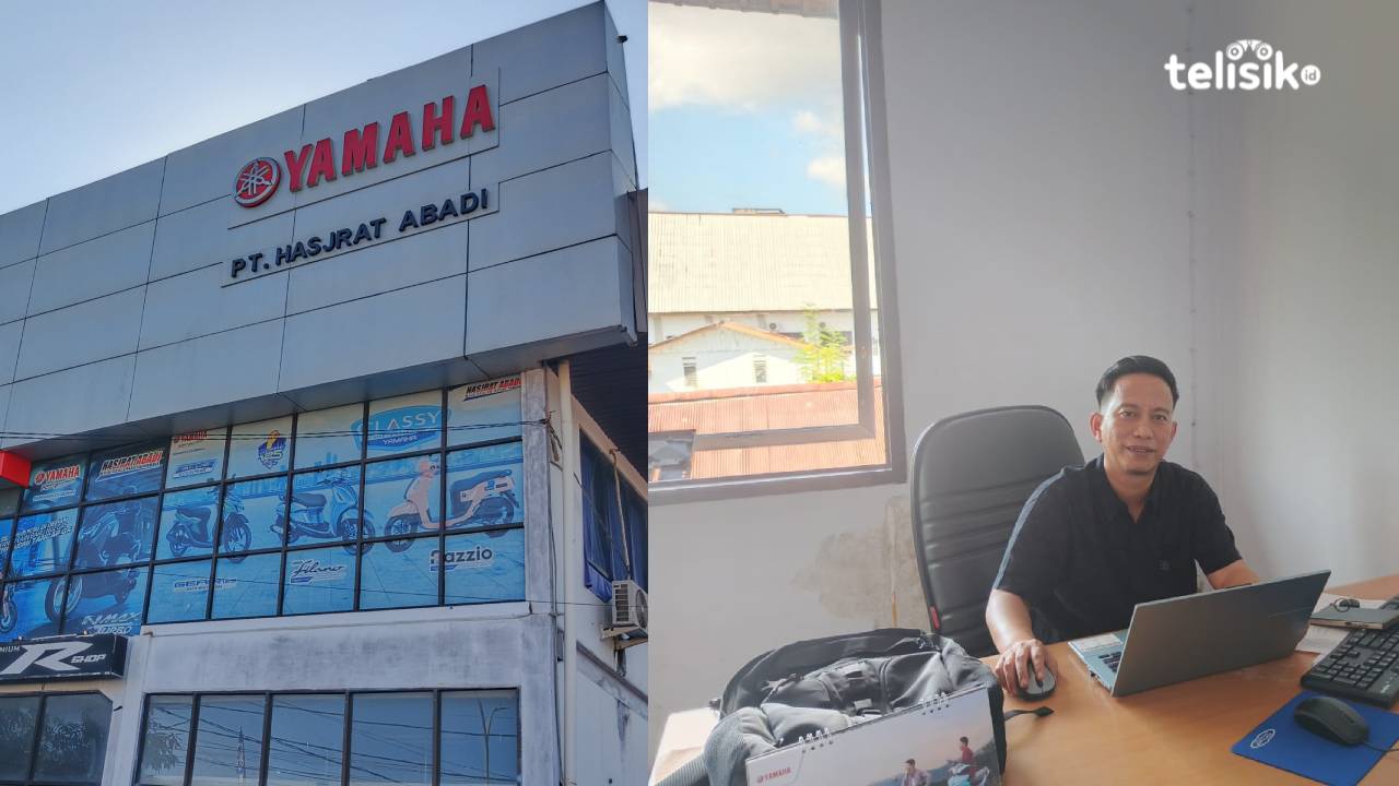 PT Hasjrat Abadi Yamaha Kendari, selaku dealer yang melayani penjualan unit, servisdan penyediaan suku cadang resmi Yamaha. Foto: Gusti Kahar/Telisik.