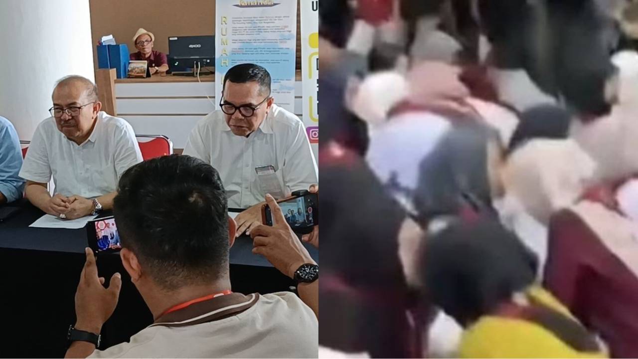 Sekretaris Universitas Sriwijaya Prof Dr Alfitri, memberikan keterangan dalam video viral mahasiswa Fakultas Pertanian Unsri. Foto: Repro Kompas.