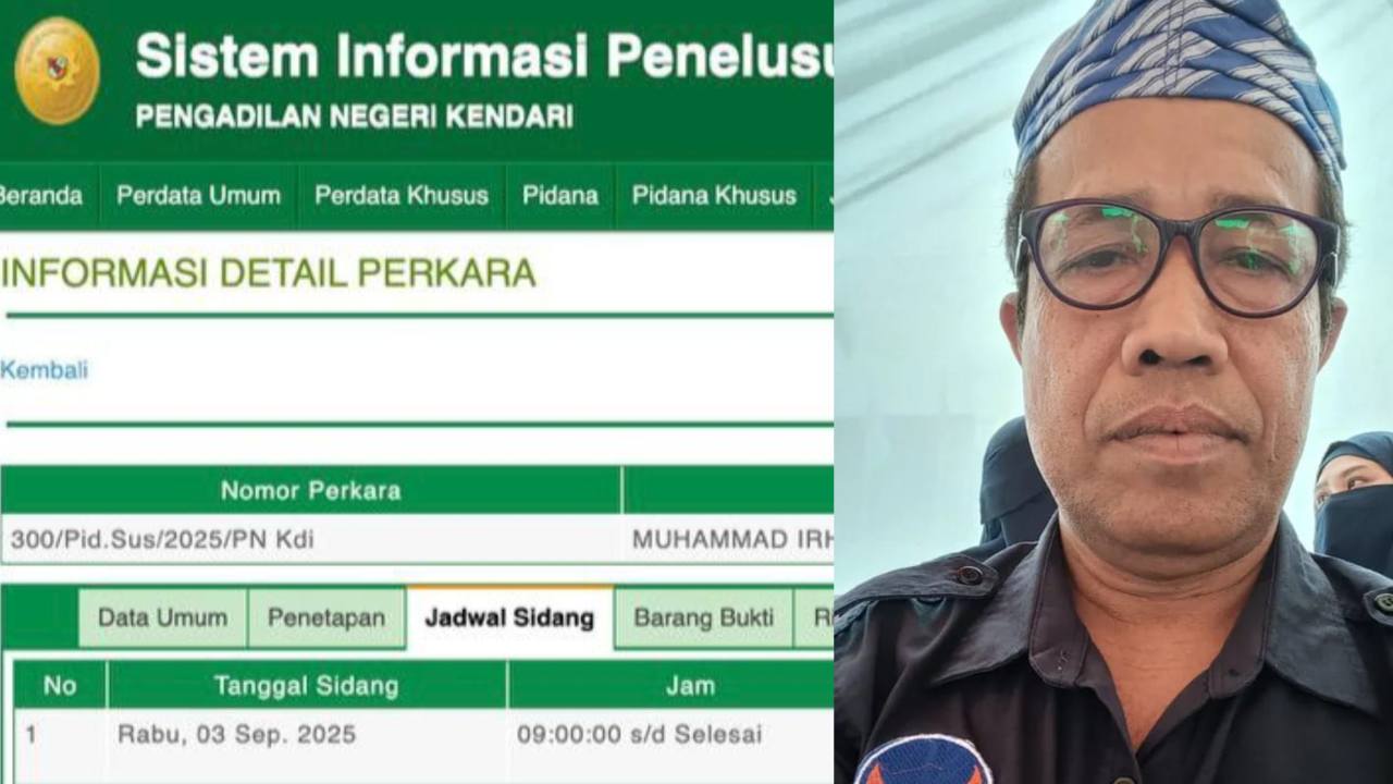 Jadwal sidang di PN Kendari perkara pemalsuan ijazah oleh salah seorang anggota DPRD Kota Kendari. Foto: Ist