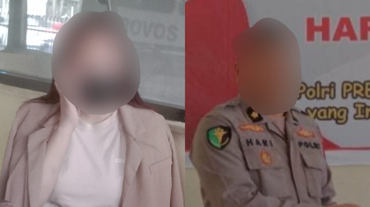 Korban H (kiri) mencabut laporan dan berdamai dengan terlapor Dokpol RS Bhayangkara Kendari, Kompol HS (kanan), dalam kasus dugaan persetubuhan dan perampasan barang milik korban, Rabu (8/10/2025) lalu. Foto : Hamlin/Telisik/ist.