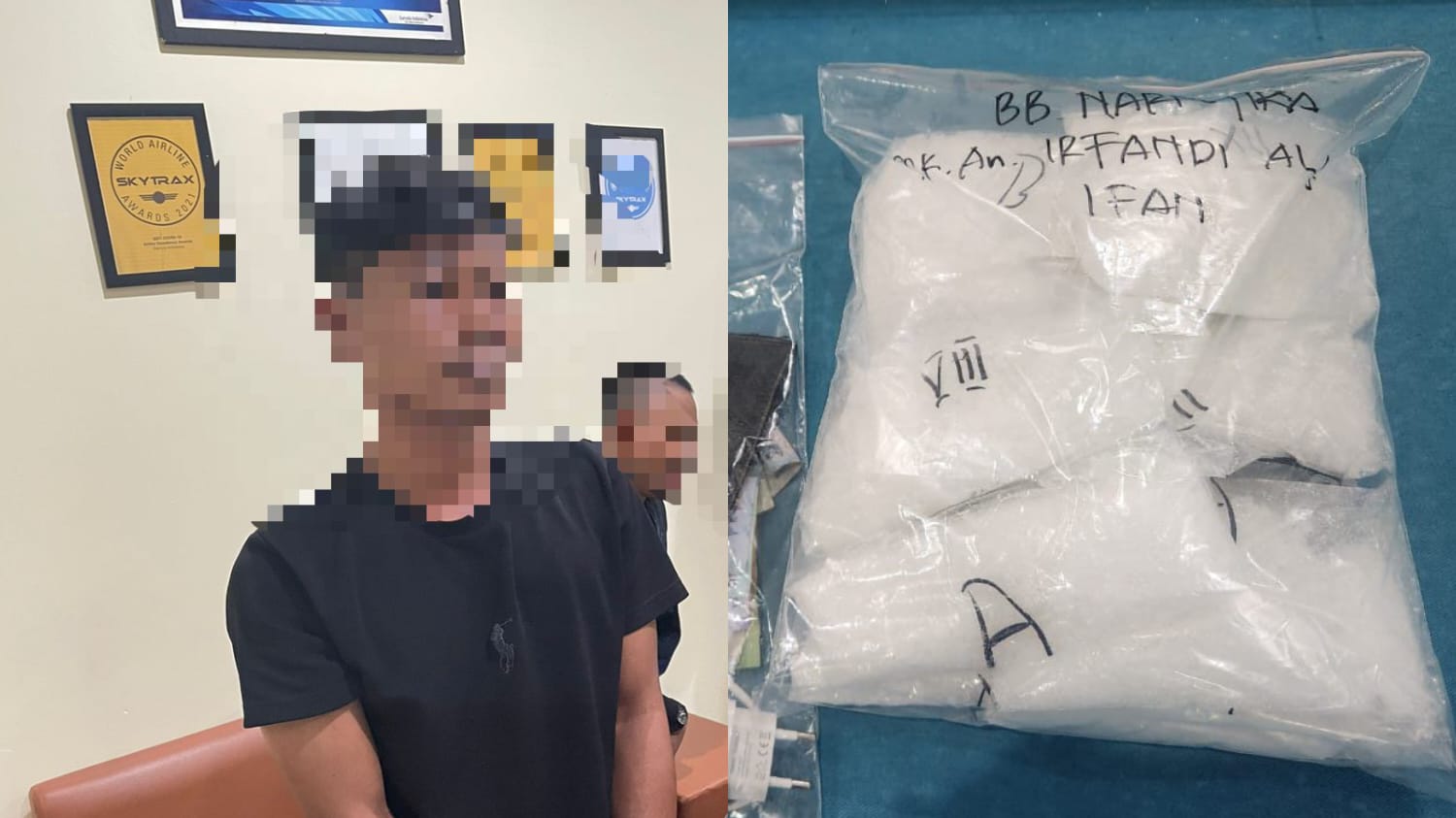 Pria asal Aceh inisial IRF, ditangkap petugas BNNP Sultra di Bandara Haluoleo barang bukti sabu 2 Kg disita. Foto: Ist.