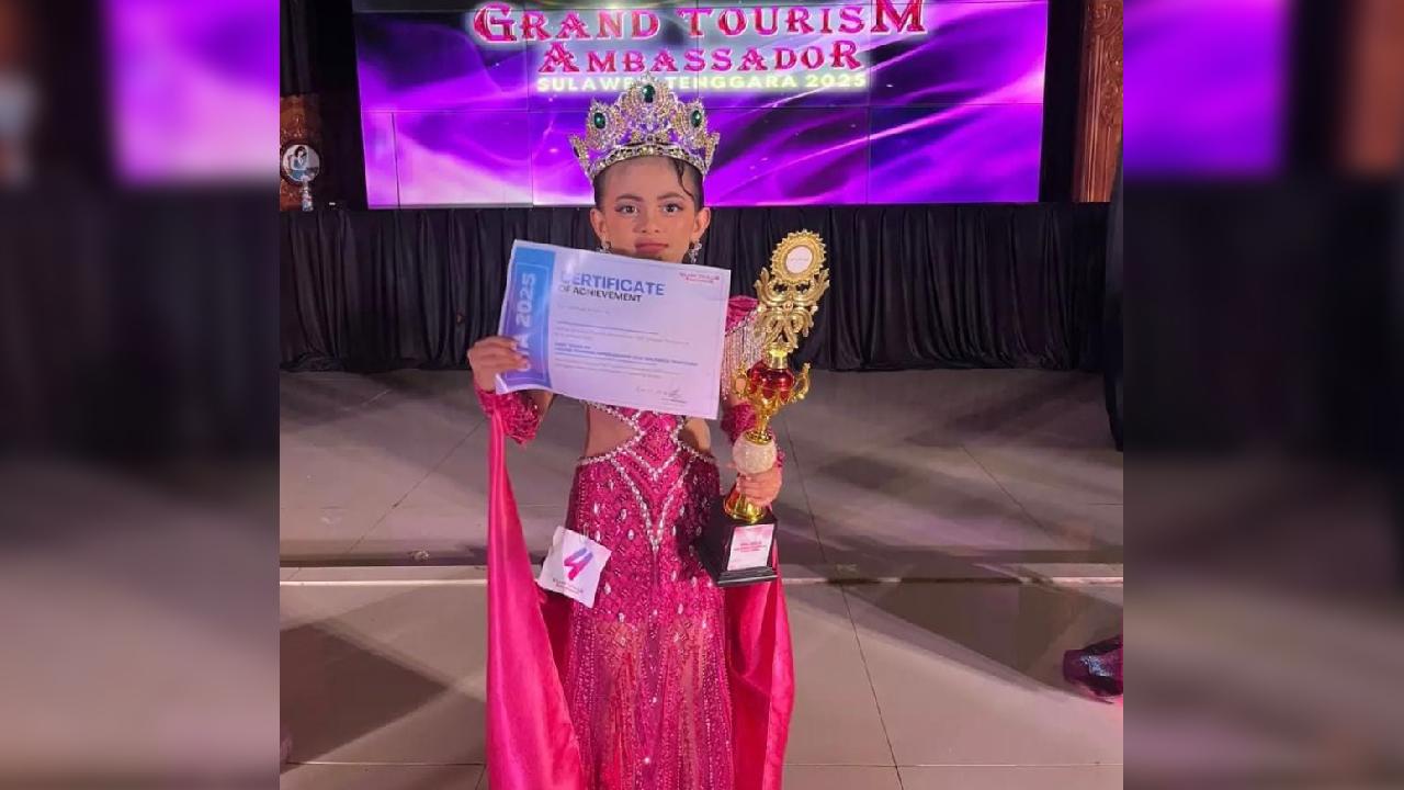 Adiva Azkadina Maryam, Multitalenta Cilik yang menguasai panggung Miss Toddler Grand Tourism Ambassador Sultra 2025. Foto: Ist.