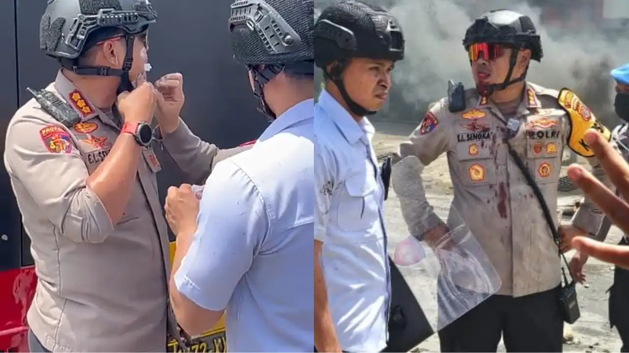 Kapolresta Kendari, Kombes Pol Edwin Louis Sengka, saat mengamankan bentrok di eks lahan PGSD, Kendari, Kamis (20/11/2025). Foto: Ist.