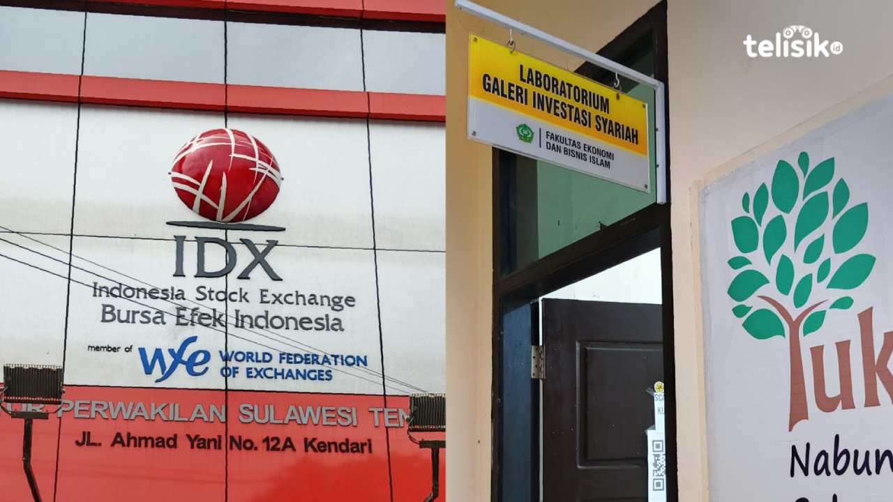 Kantor Perwakilan Bursa Efek Indonesia Kendari (kiri), dan Laboratorium Galeri Investasi Syariah IAIN Kendari (kanan), berkomitmen akan terus memproduksi jumlah investor syariah baru. Foto: Telisik