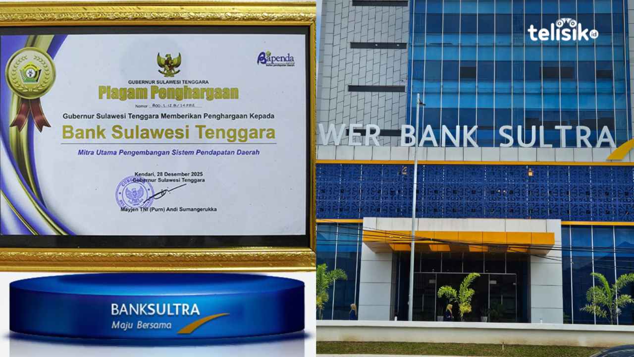 Bank Sultra meraih penghargaan Mitra Utama Pengembangan Sistem Pendapatan Daerah pada ajang Bapenda Fest 2025. Foto: Ana Pratiwi/Telisik