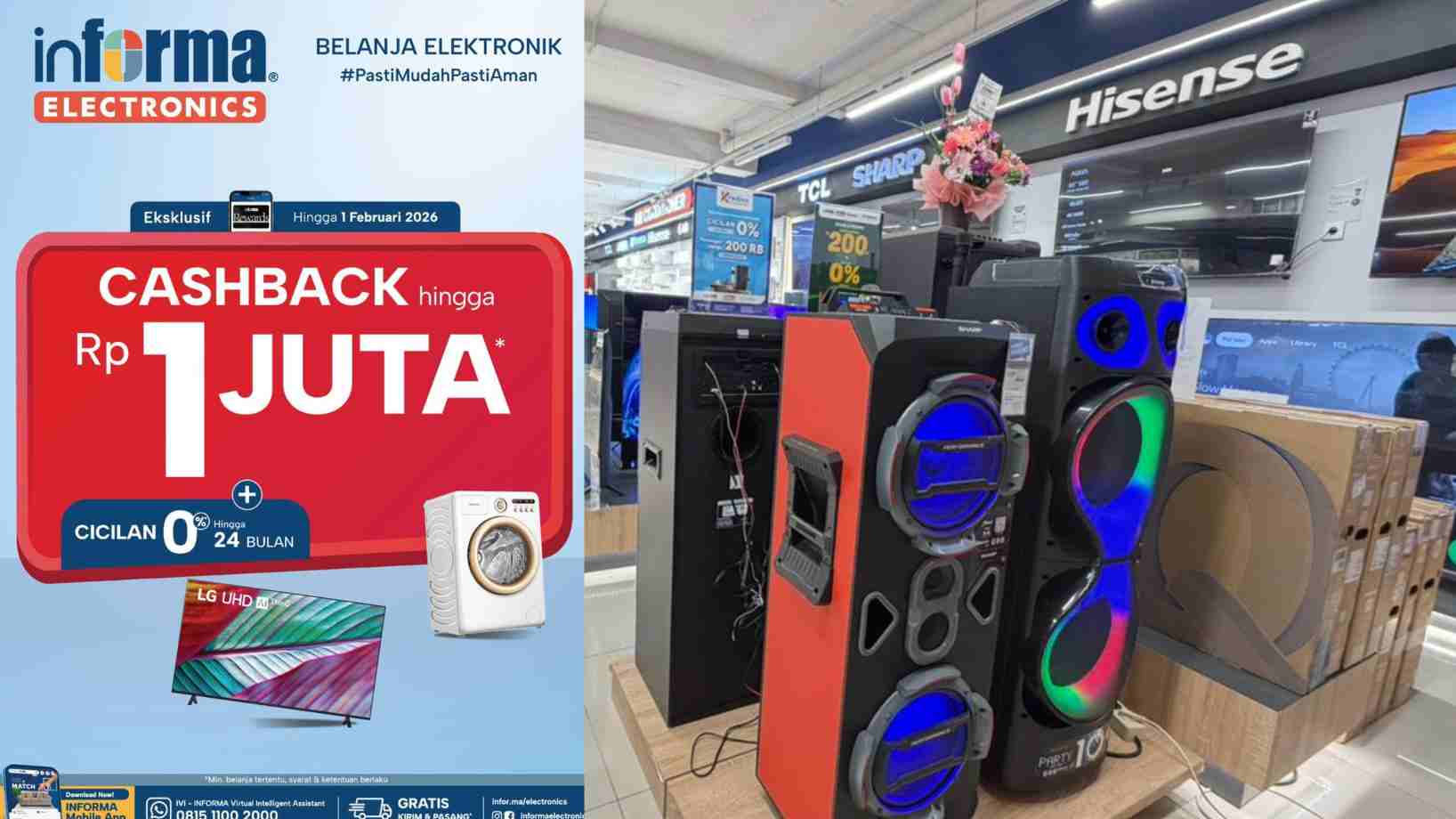 Informa Elektronik Kendari menawarkan promo berbagai speaker. Foto: Ist