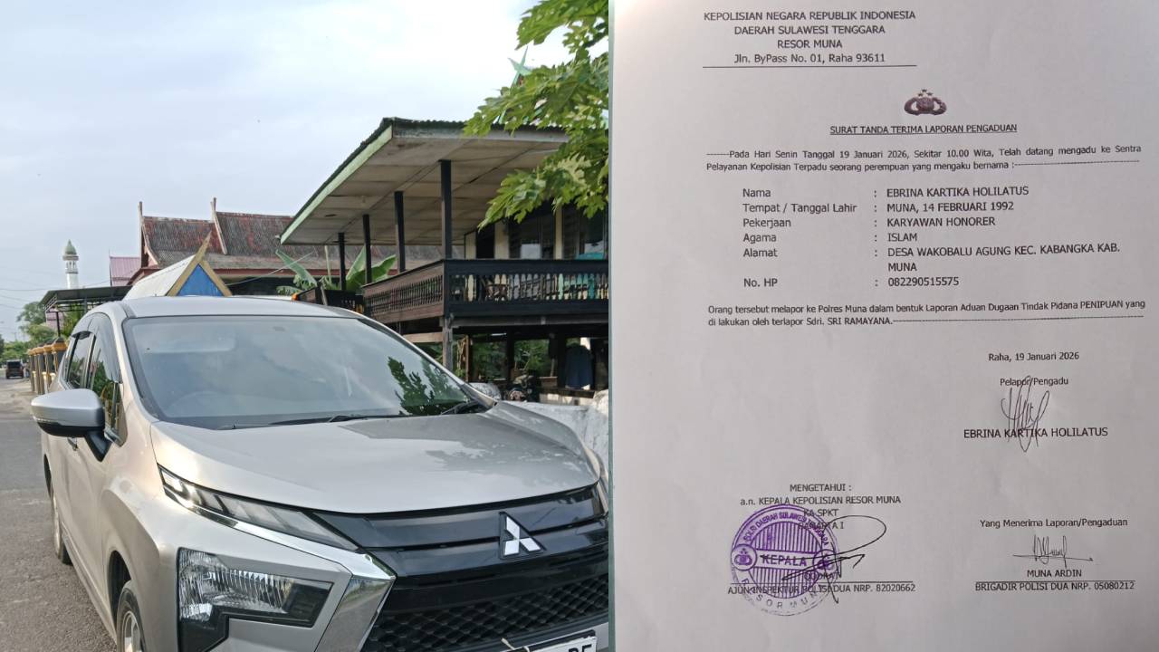 Kondisi mobil saat ini dan laporan pengaduan dugaan penipuan. Foto: Ist.