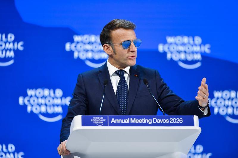 Presiden Prancis Emmanuel Macron berbicara dalam pertemuan tahunan Forum Ekonomi Dunia (World Economic Forum) di Davos, Swiss. Foto: Xinhua/Lian Yi