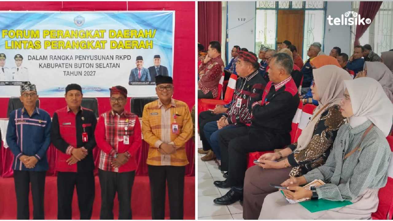 Rapat penyusunan RKPD yang dilaksanakan di Gedung Lamaindo, Batauga, Buton Selatan. Foto: Kolase/Ali/Telisik