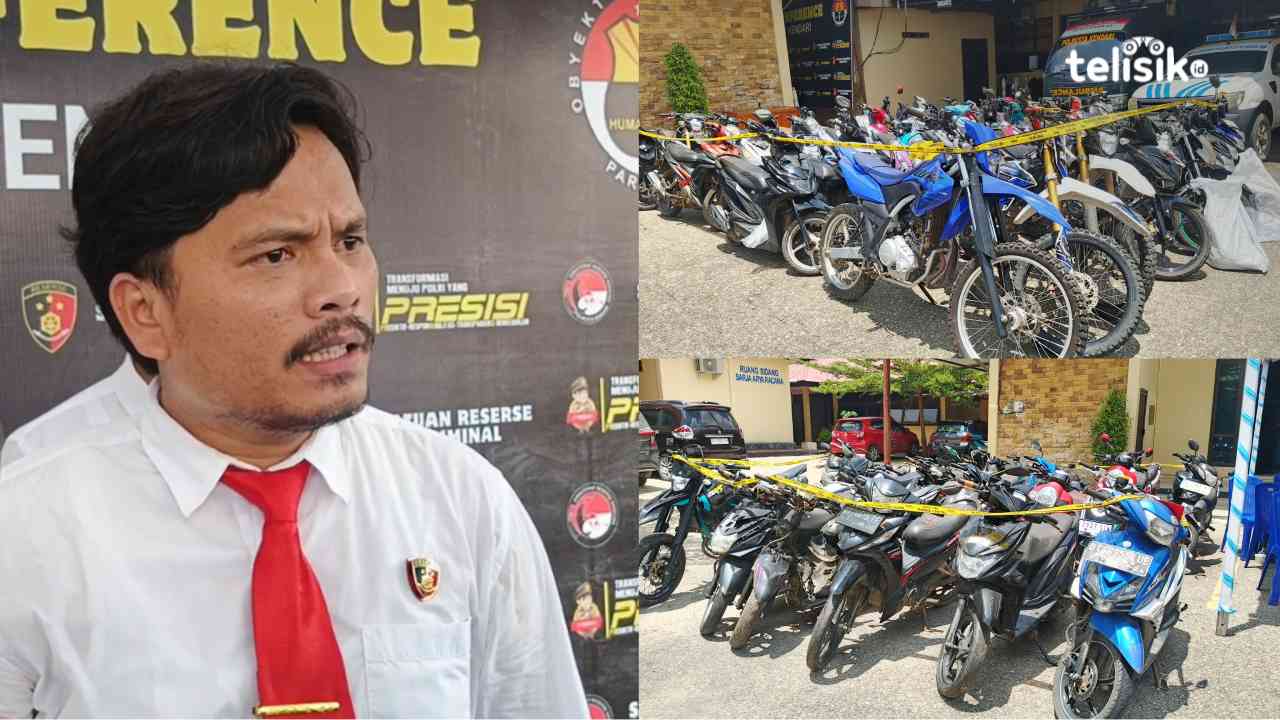Polresta Kendari berhasil amankan 73 unit motor dari 74 TKP dan tangkap satu residivis spesialis curanmor. Foto: Gusti Kahar/Telisik