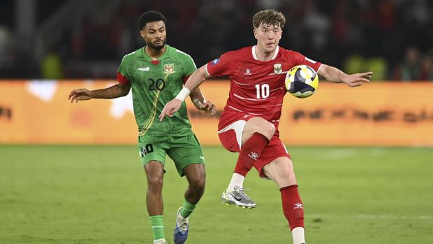 Ole Romeny (kanan) saat membela Timnas Indonesia melawan Saint Kitts and Nevis di FIFA Series 2026. Foto: Repro Antara