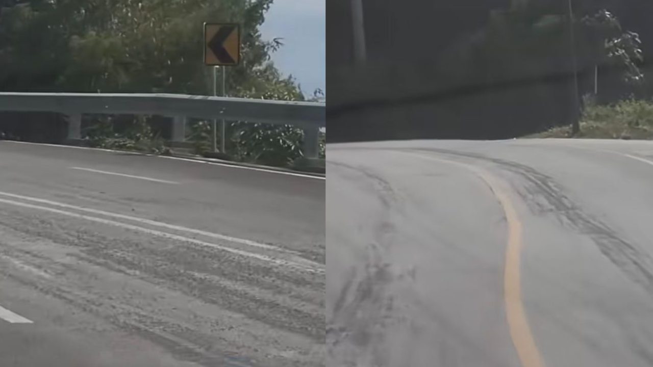 Tampak material pasir yang berserakan dari tikungan bypass Baubau dan Warumsio. Foto: Screenshot video