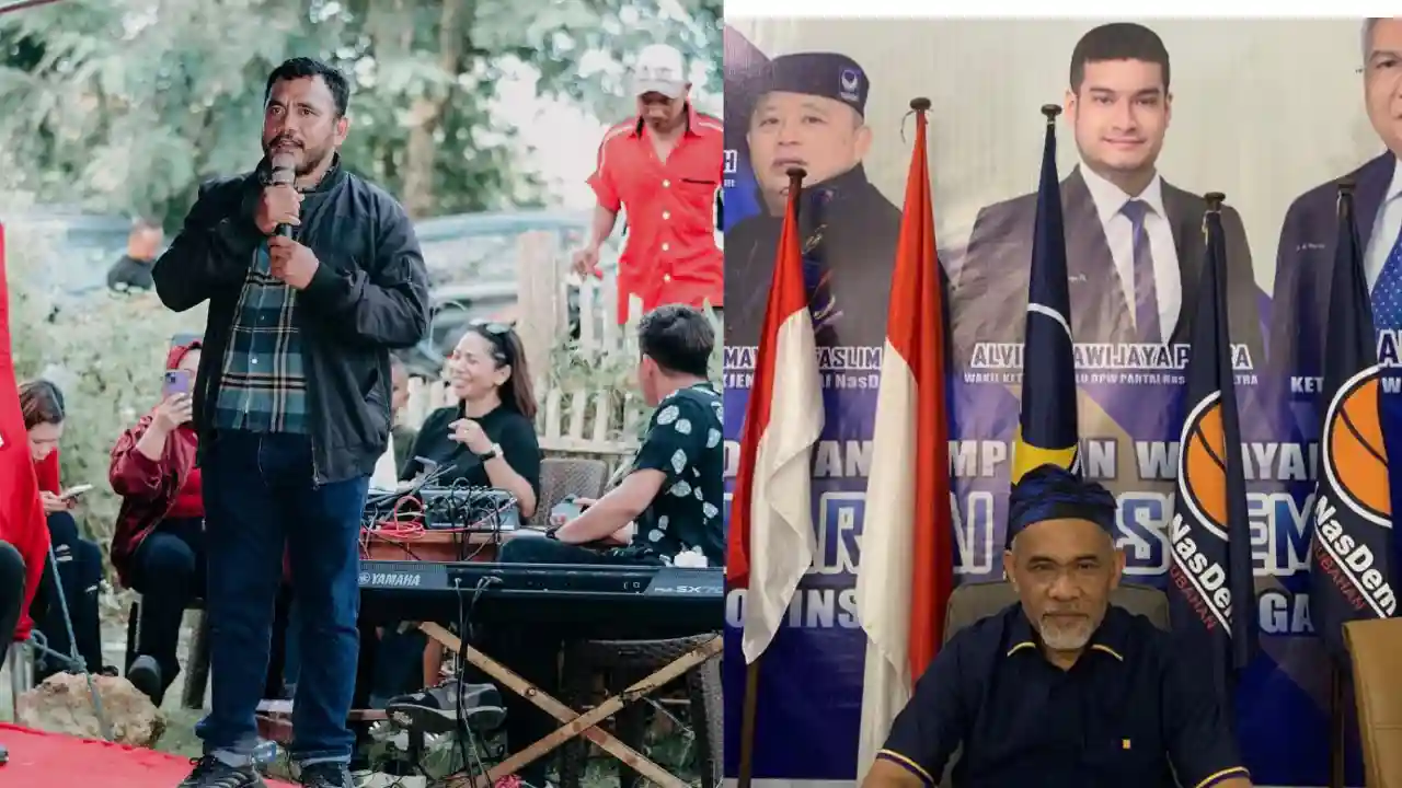 Tokoh pemuda Muna, Safaruni dan Sekretaris DPW NasDem Sultra, Tahir Kimi. Foto: Ist.