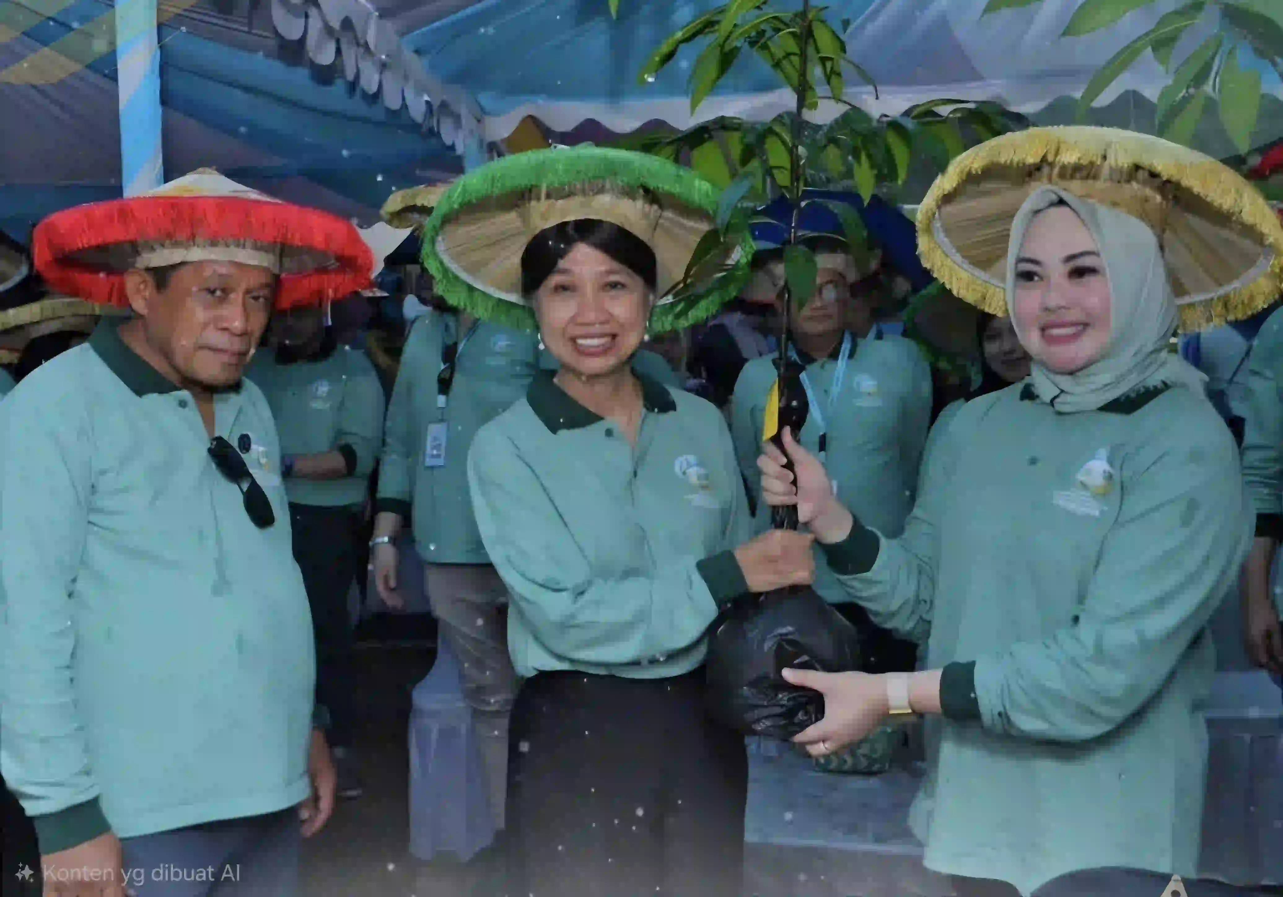 Wali Kota Kendari, Siska Karina Imran (kanan), menyerahkan bibit pohon kepada Sekretaris Jenderal UCLG ASPAC, Bernadia Irawati Tjandradewi disaksikan Wakil Gubernur Sulawesi Tenggara Hugua dalam kegiatan penanaman pohon di Kebun Raya Kendari. Foto: Websit