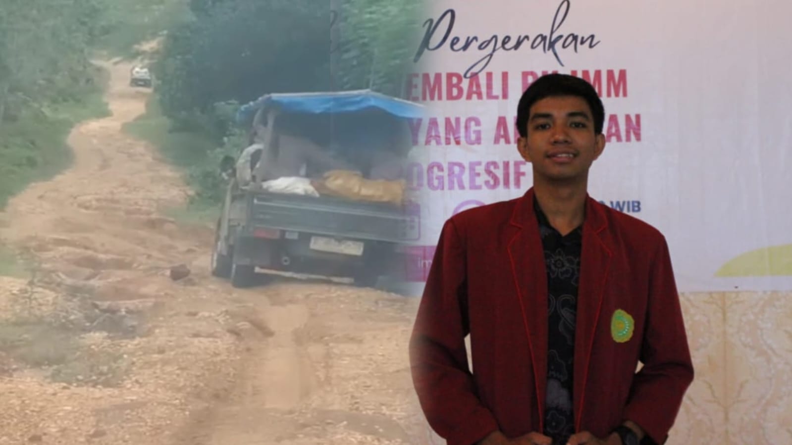 Ketua BEM FISIP UM Kendari soroti ruas jalan Desa Wawobende-Asaria menuju Puskesmas Sabulakoa dan Kantor Camat Sabulakoa, Kabupaten Konawe Selatan yang rusak parah. Foto: Ist