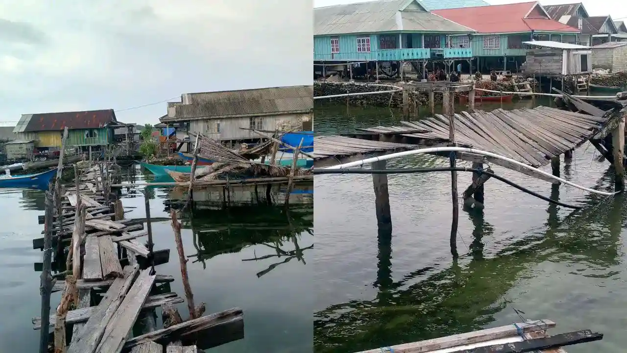 Kondisi jembatan yang rusak parah di Desa Horuo, Kecamatan Kaledupa, Kabupaten Wakatobi. Foto: Ist.