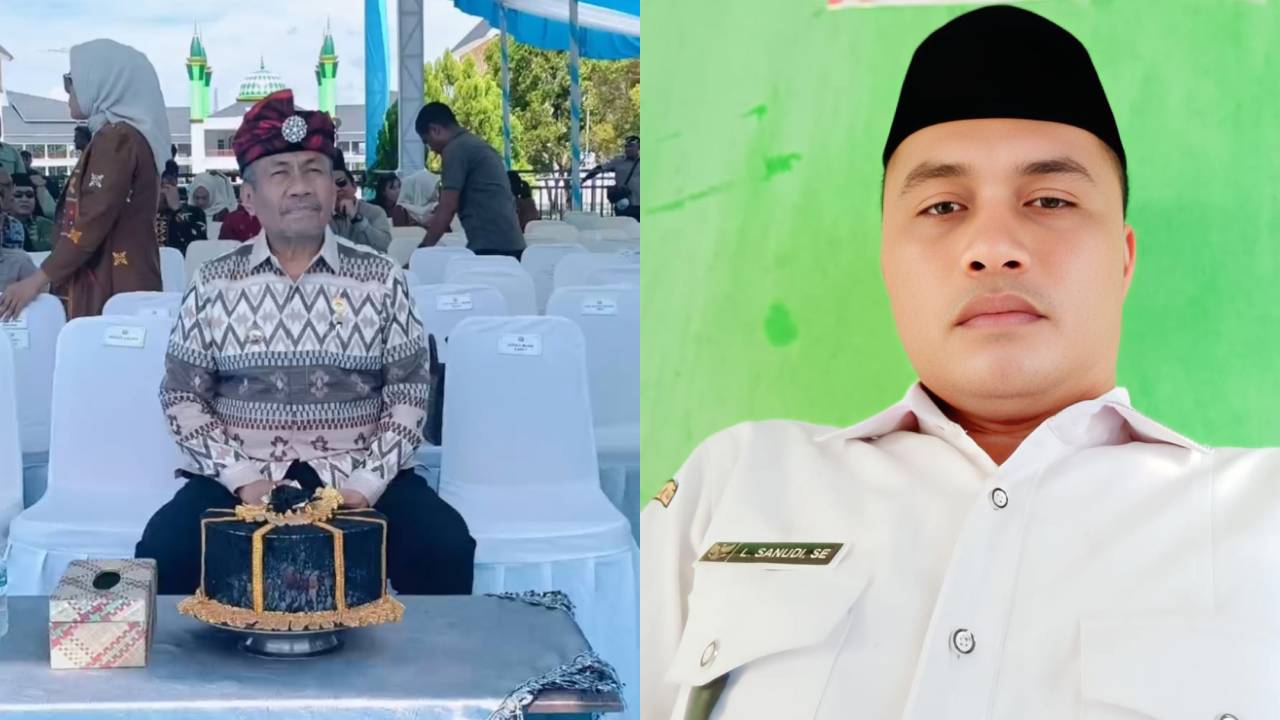 Bupati Muna, Bachrun Labuta dan Kades Kasaka, La Sanudi. Foto: Ist.