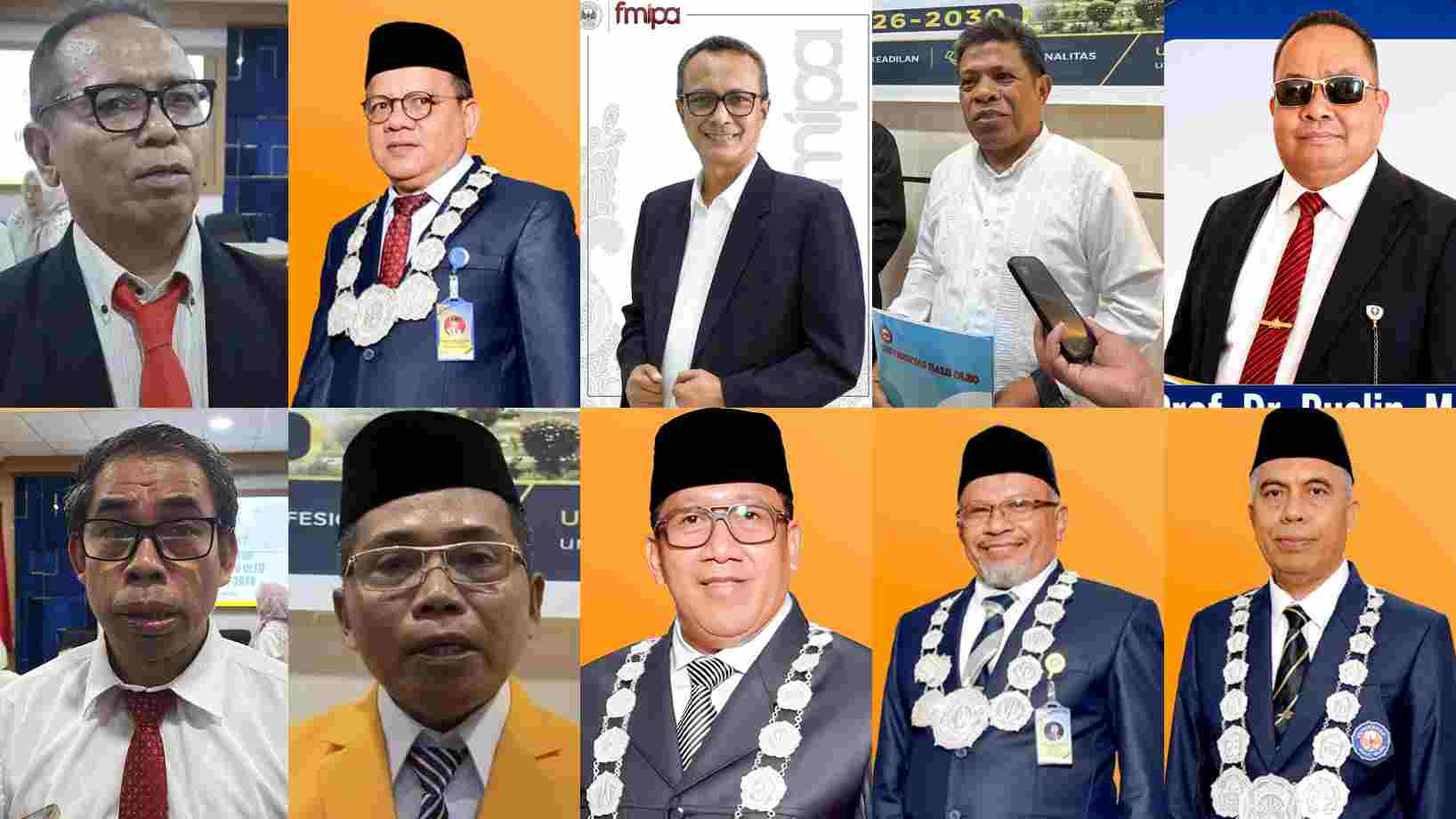 Wajah-wajah akademisi berpengalaman yang telah ditetapkan sebagai bakal calon Rektor UHO Kendari periode 2026-2030. Foto: Repro uho.ac.id