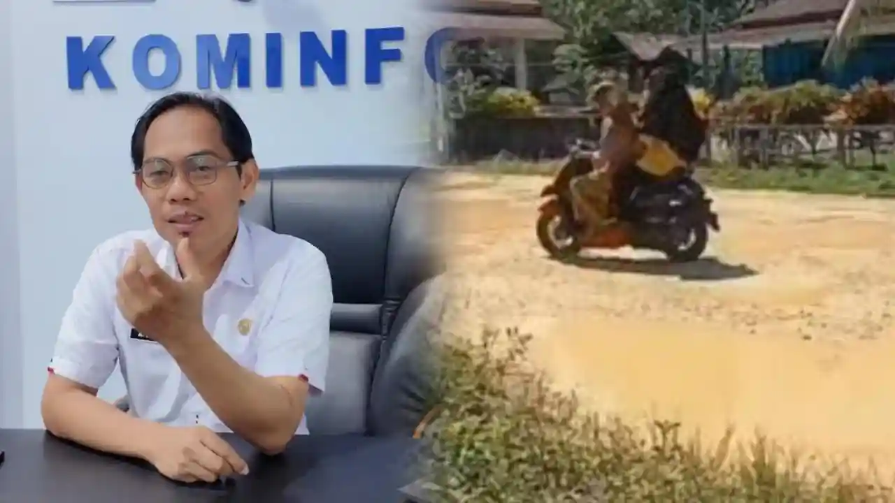 Kadis Kominfo Sultra, Andi Syahrir, saat menyampaikan rencana Pemprov Sultra untuk melanjutkan perbaikan jalan Lambale-Ereke dan Pongkowulu di Buton Utara. Foto: Ist.