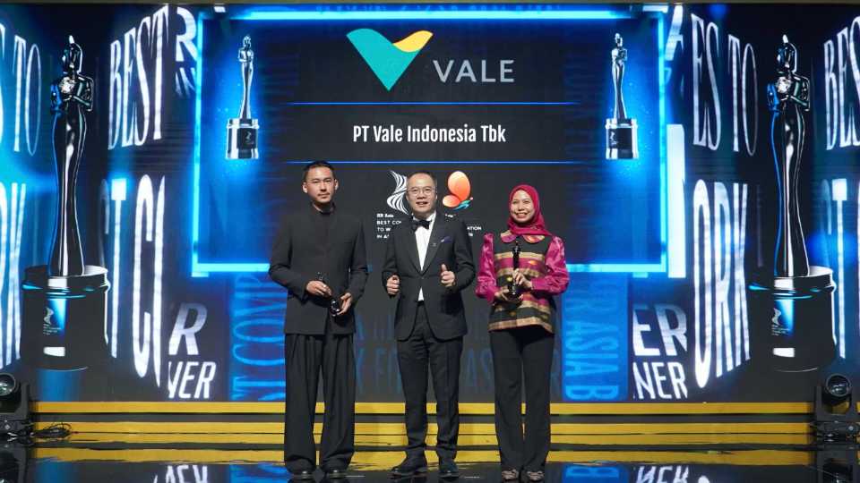 PT Vale Indonesia Tbk meraih dua penghargaan pada ajang HR Asia Awards 2026 di Jakarta sebagai apresiasi atas keberhasilan perusahaan dalam menciptakan tempat kerja terbaik dan mendorong transformasi sumber daya manusia. Foto: Ist.