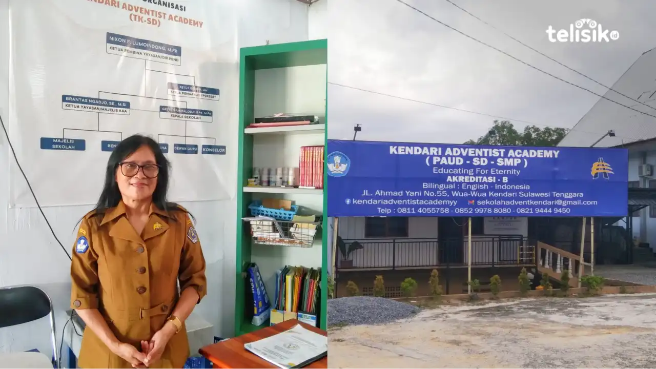 Kepala Sekolah Gestuti Rampalodji, menjelaskan Sekolah Advent Kendari menerapkan pembatasan kuota siswa baru sesuai aturan. Foto: Meliana Tasya/Telisik