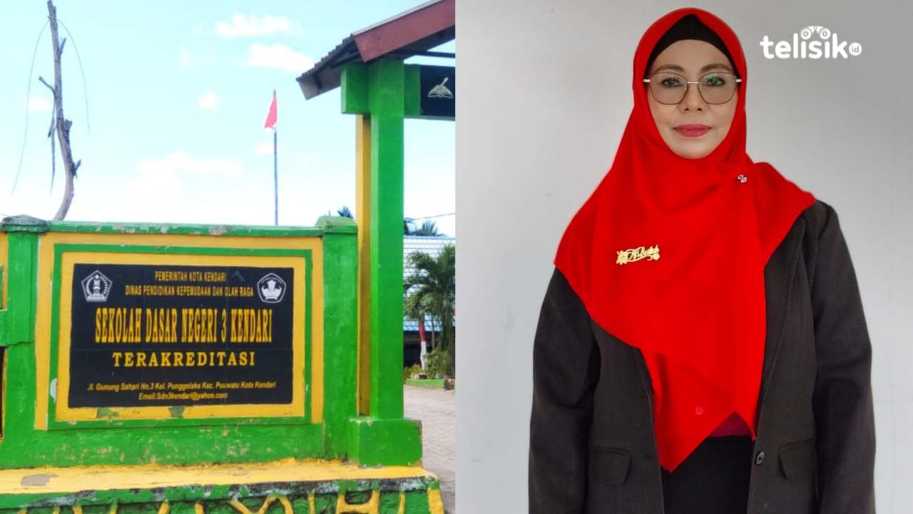  Kepala SD Negeri 3 Kendari, Rosliah, dan sekolah yang dipimpinnya mulai membuka SPMB tahun ajaran 2026/2027. Foto: Meliana Tasya/Telisik