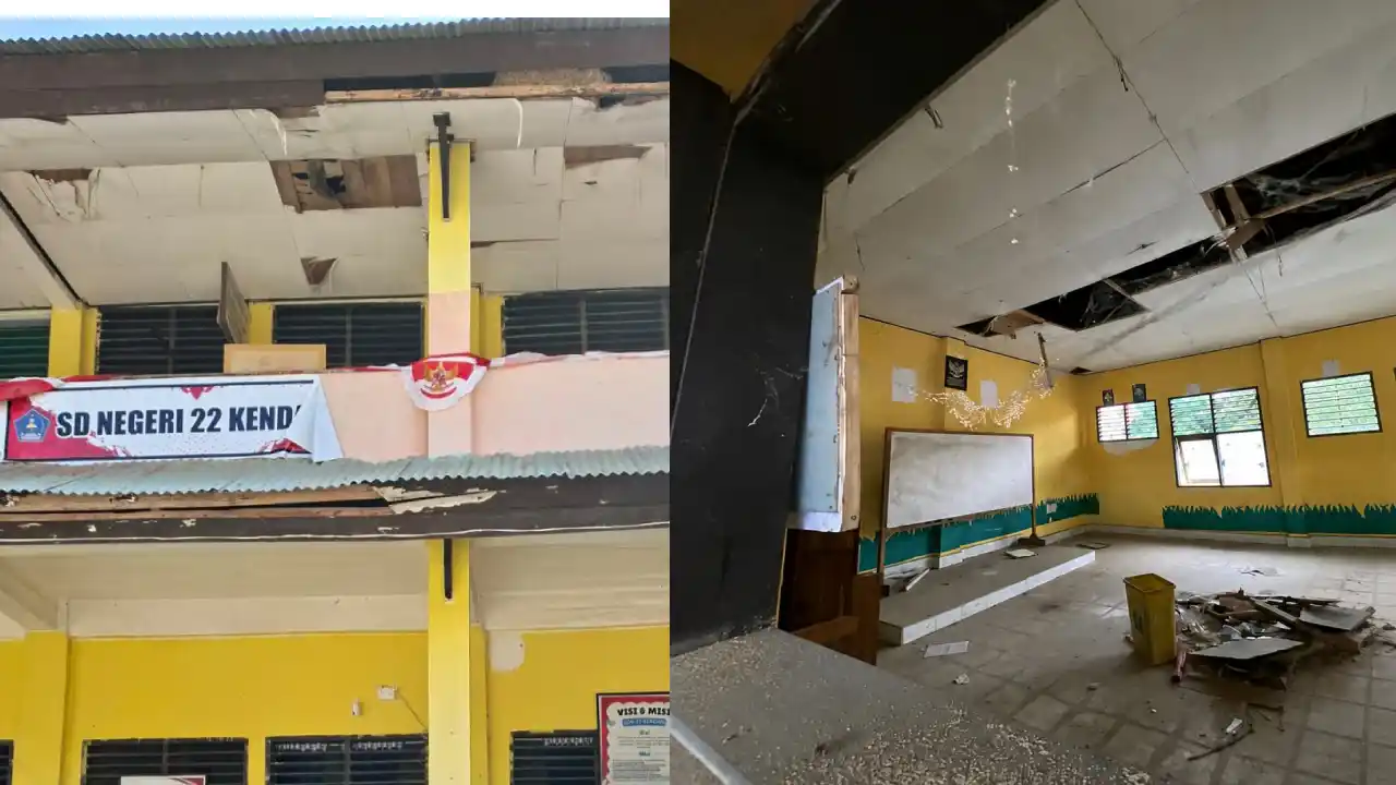 Kondisi bangunan SDN 22 Kendari yang masih membutuhkan rehabilitasi ruang kelas. Foto: Ist.